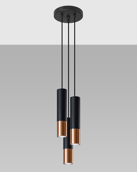 Pendant Lamp LOOPEZ 3P black/copper + 3x LED Bulb GU-10 4000K Cool White 7W 630lm