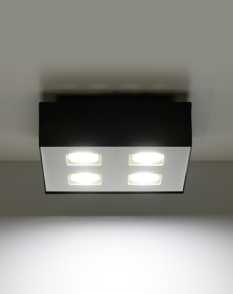 Ceiling lamp MONO 4 black + 4x LED Bulb GU-10 4000K Cool White 7W 630lm