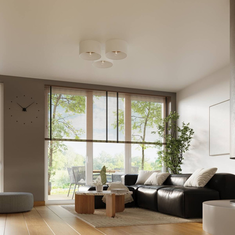 Ceiling light TELESTO white/light brown + 1x LED Bulb E27 3000K Warm 7,5W 620lm