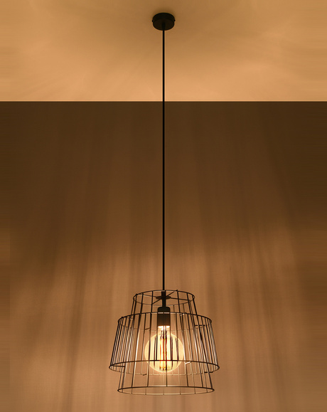 Pendant lamp GATE black + 1x LED Bulb E27 3000K Warm 7.5W 620lm