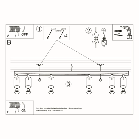 Ceiling lamp RING 6L white