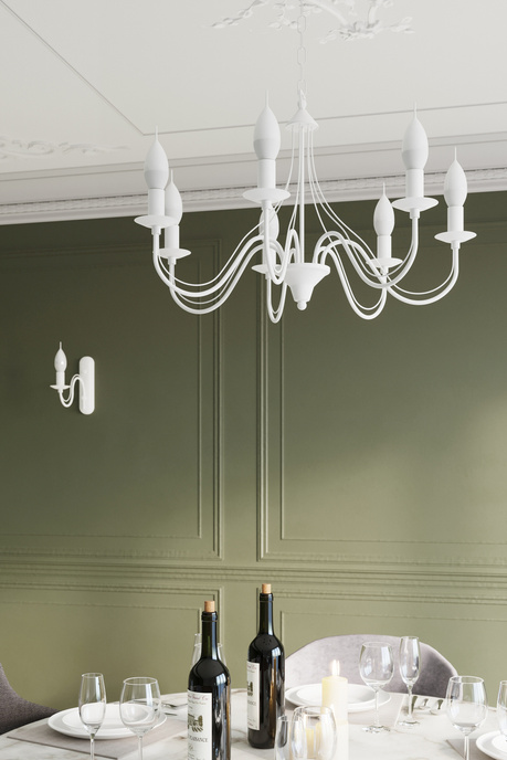 Wall lamp MINERVA white + 1x LED Bulb E14 4000K Cool White 7.5W 650lm