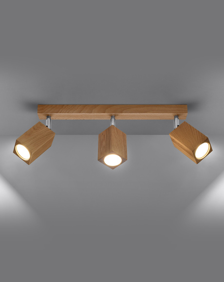 Ceiling lamp KEKE 3 oak + 3x LED Bulb GU-10 3000K Warm 7W 620lm