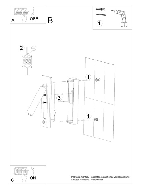 Wall lamp ENIF black + 1x LED Bulb G9 3000K Warm 4.5W 510lm