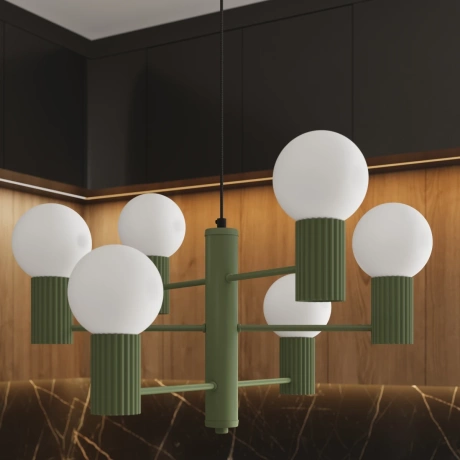 Chandelier HALO 6 olive green