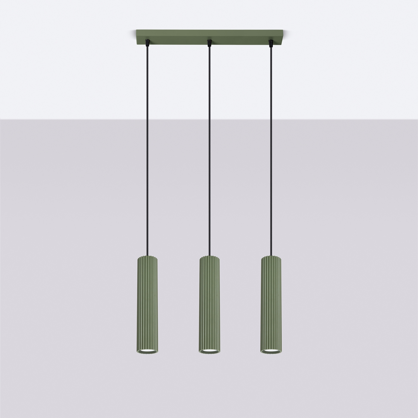 Pendant lamp KARBON 3L olive green