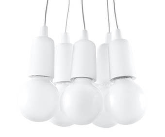 Hanging lamp DIEGO 5 white + 5 x LED Bulb E27 4000K Cool White 7.5W 650lm