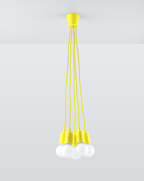Hanging lamp DIEGO 5 yellow + 5x LED bulb E27 4000K Cool White 7.5W 650lm