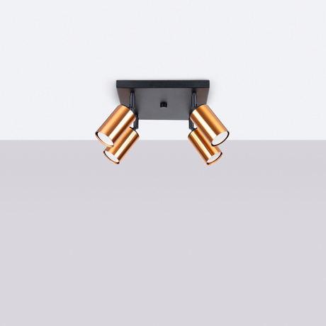 Ceiling lamp WINX 4 black/copper + 4x LED Bulb GU-10 3000K Warm 7W 510lm