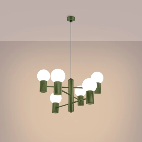 Chandelier HALO 6 olive green