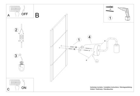 Wall lamp VECTOR black + 1X LED bulb E27 3000K 7W 760lm