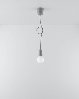 Hanging lamp DIEGO 1 grey + 1x LED Bulb E27 3000K Warm 7.5W 620lm