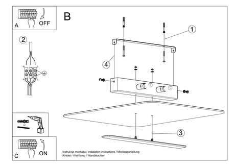 Ceiling lamp AZALIA + 4x LED Bulb G9 4000K Cool White 4.5W 530lm