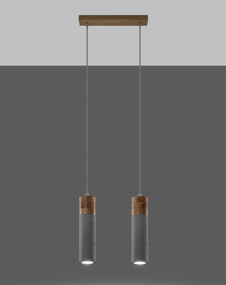 Pendant lamp ZANE 2 in grey + 2x LED Bulb GU-10 3000K Warm 7W 620lm