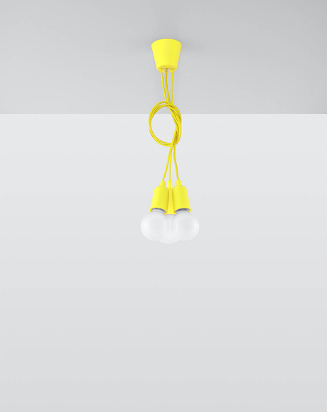 Hanging lamp DIEGO 3 yellow + 3x LED Bulb E27 3000K Warm 7.5W 620lm