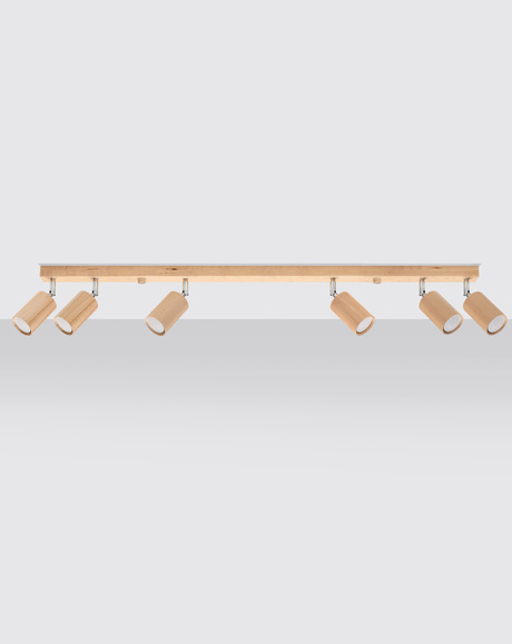 Ceiling lamp BERG 6 natural wood + 6x LED Bulb GU-10 4000K Cool White 7W 630lm