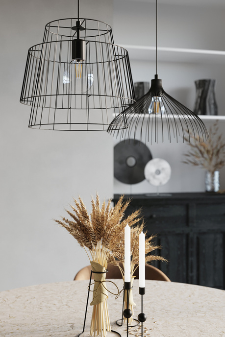 Hanging lamp GATE black + 1x LED Bulb E27 4000K Cool White 7.5W 650lm