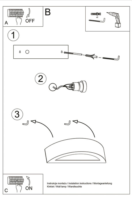 Ceramic wall lamp ATENA white + 1x LED bulb E27 3000K Warm 7.5W 620lm