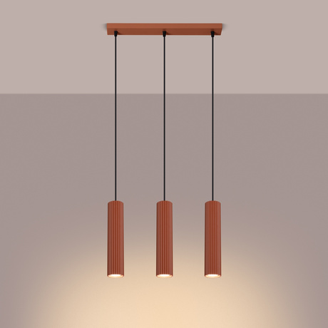 Pendant lamp KARBON 3L red ochre