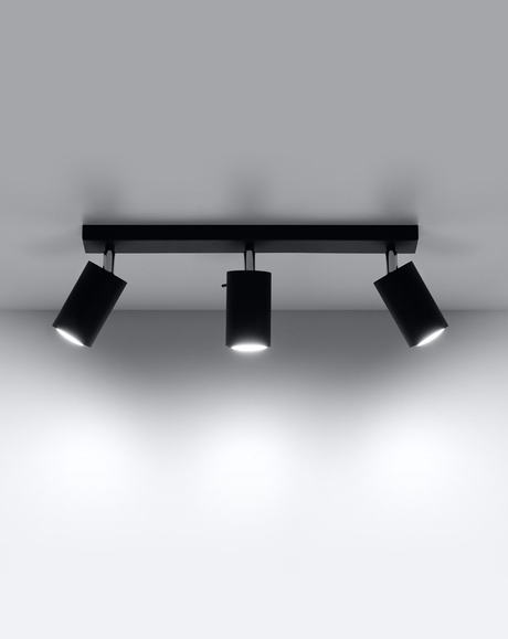 Ceiling lamp RING 3L black + 3x LED Bulb GU-10 4000K Cool White 7W 630lm