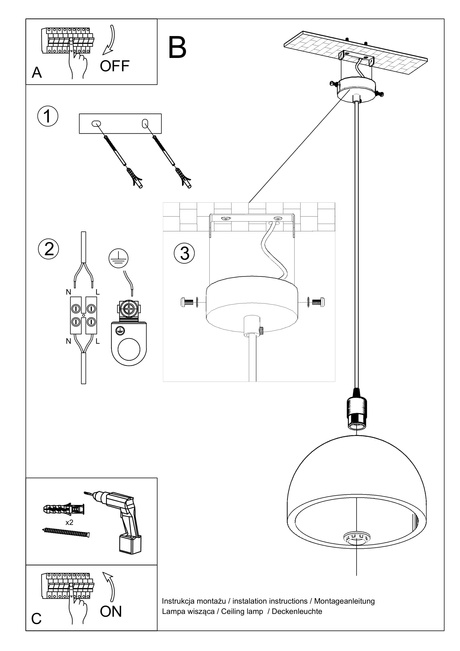 Ceiling lamp PABLITO + 1x LED bulb E27 3000K Warm 7.5W 620lm
