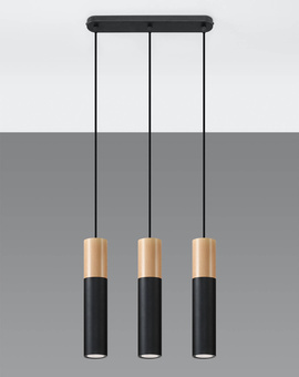 Ceiling Light PABLO 3 black + 3x LED Bulb GU-10 4000K Cool White 7W 630lm