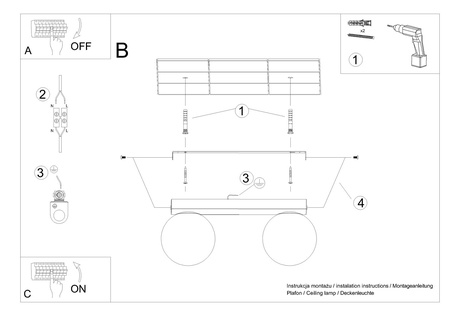 Ceiling light YOLI 2 white + 2x LED Bulb G9 4000K Cool White 4.5W 460lm.