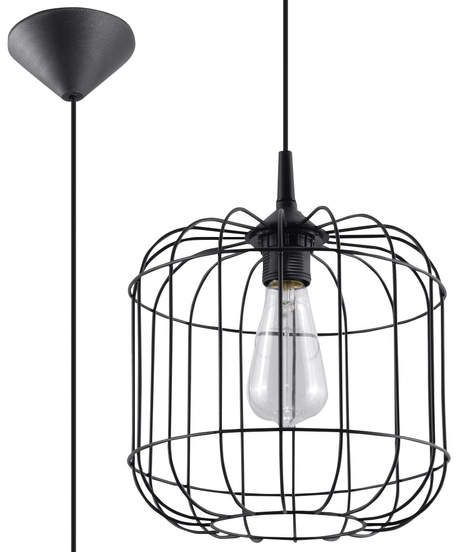 Pendant lamp CELTA black + 1x LED Bulb E27 3000K Warm 7.5W 620lm
