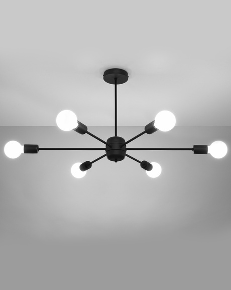 Chandelier LANGO 6 black + 6x LED Bulb E27 3000K Warm 7.5W 620lm