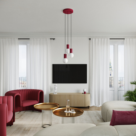 Pendant lamp HALO 3P burgundy