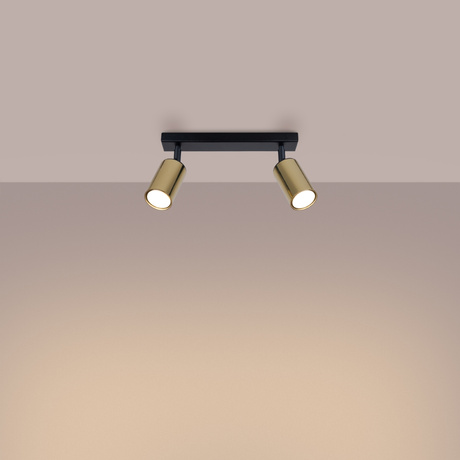 Ceiling lamp WINX 2 black/gold + 2x LED Bulb GU-10 3000K Warm White 7W 510lm