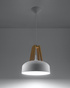 Ceiling hanging lamp CASCO white/natural wood + 1x LED Bulb E27 3000K Warm 7.5W 620lm
