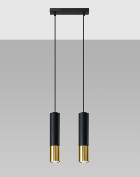 Pendant Lamp LOOPEZ 2 black/gold + 2x LED Bulb GU-10 3000K Warm 7W 620lm