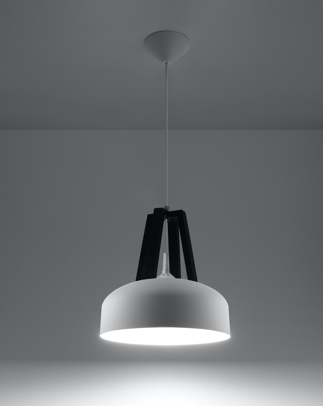Hanging lamp CASCO white/black + 1x LED Bulb E27 3000K Warm 7.5W 620lm