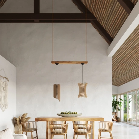 Pendant lamp ORIANA wood