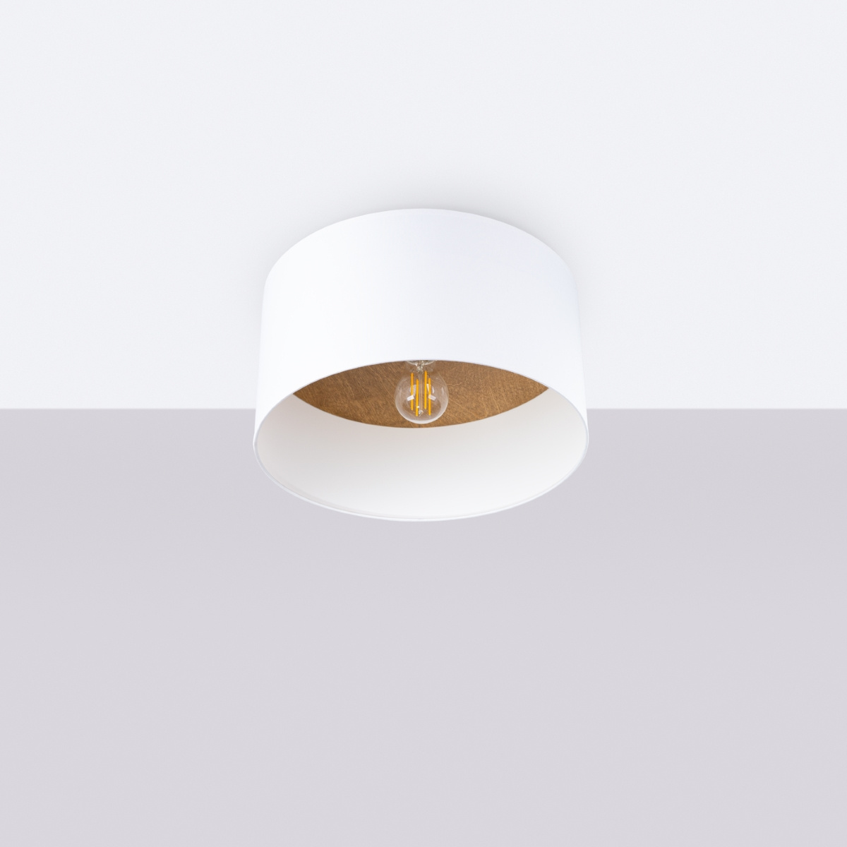 Ceiling light TELESTO white/light brown + 1x LED Bulb E27 3000K Warm 7,5W 620lm