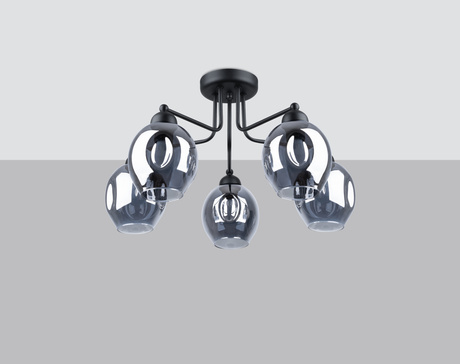 Chandelier FILLAN 5 black + 5x LED Bulb E27 3000K Warm 7.5W 620lm
