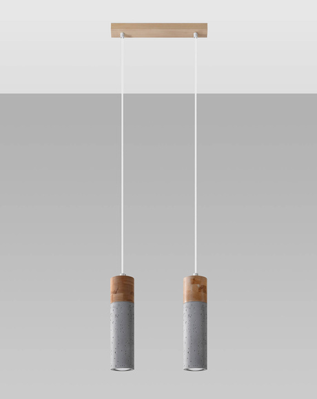 Pendant lamp ZANE 2 in grey + 2x LED Bulb GU-10 3000K Warm 7W 620lm