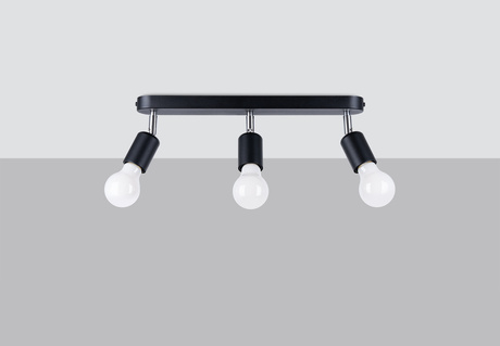 Ceiling lamp FORNES 3 black + 3x LED Light Bulb E27 4000K Cool White 7.5W 690lm