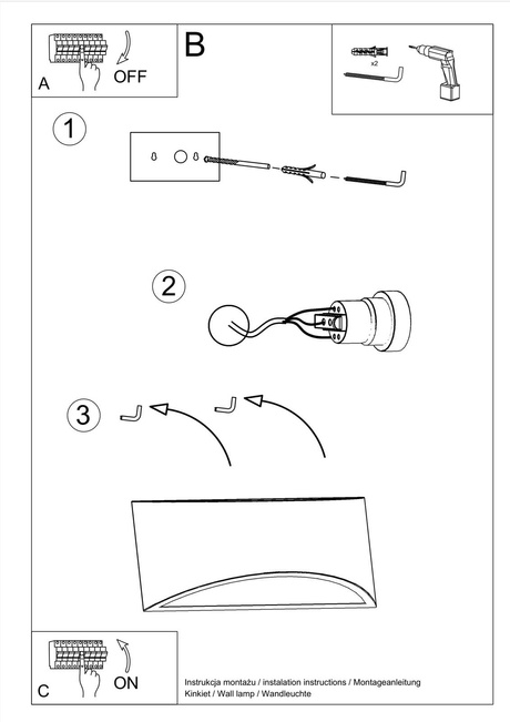 Wall lamp painted VIXEN glossy white + 1x LED bulb G9 3000K Warm 4.5W 510lm