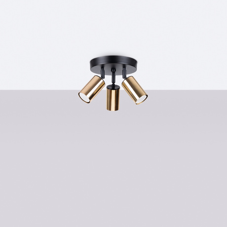 Ceiling lamp WINX 3P black/gold + 3x LED Bulb GU-10 3000K Warm 7W 510lm