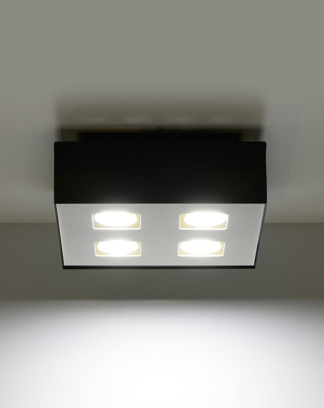 Ceiling lamp MONO 4 black + 4x LED Bulb GU-10 4000K Cool White 7W 630lm