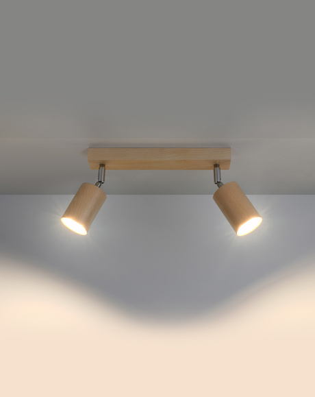 Ceiling lamp BERG 2 natural wood + 2x LED Bulb GU-10 4000K Cool White 7W 630lm