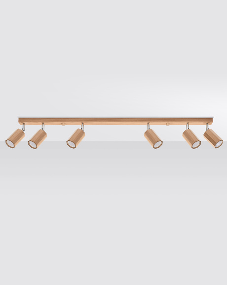 Ceiling lamp ZEKE 6 oak + 6x LED Bulb GU-10 4000K Cool White 7W 630lm