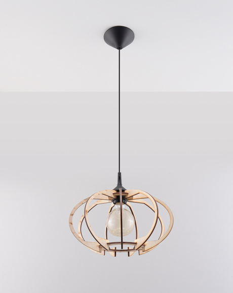 Ceiling lamp MANDELINO natural wood + 1x LED Bulb E27 4000K Cool White 7.5W 650lm