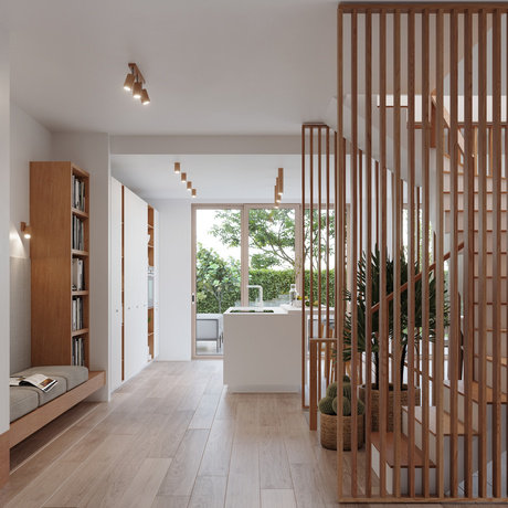 Ceiling lamp ZEKE 10 oak + 1x LED Bulb GU-10 4000K Cool White 7W 630lm