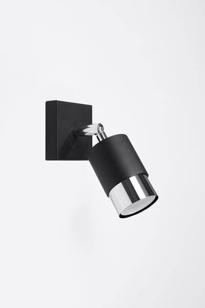 Wall lamp NERO black/chrome + 1x LED bulb GU-10 4000K Cool 7W 630lm