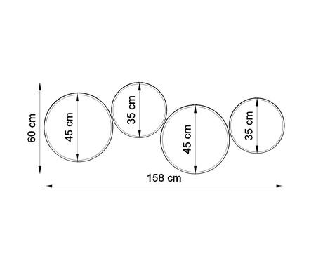 Ceiling lamp ARENA 55 BLACK + 4x LED Bulb E27 3000K Warm 7.5W 620lm.