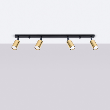 Ceiling lamp WINX 4L black/gold + 4x LED bulb GU-10 3000K Warm 7W 510lm