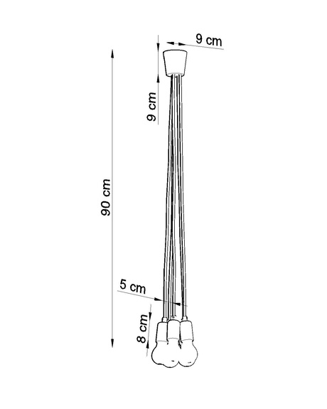 Hanging lamp DIEGO 5 in orange + 5x LED Bulb E27 4000K Cool White 7.5W 650lm